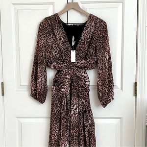 NWT Anthropologie Leopard Dress Midi Size S